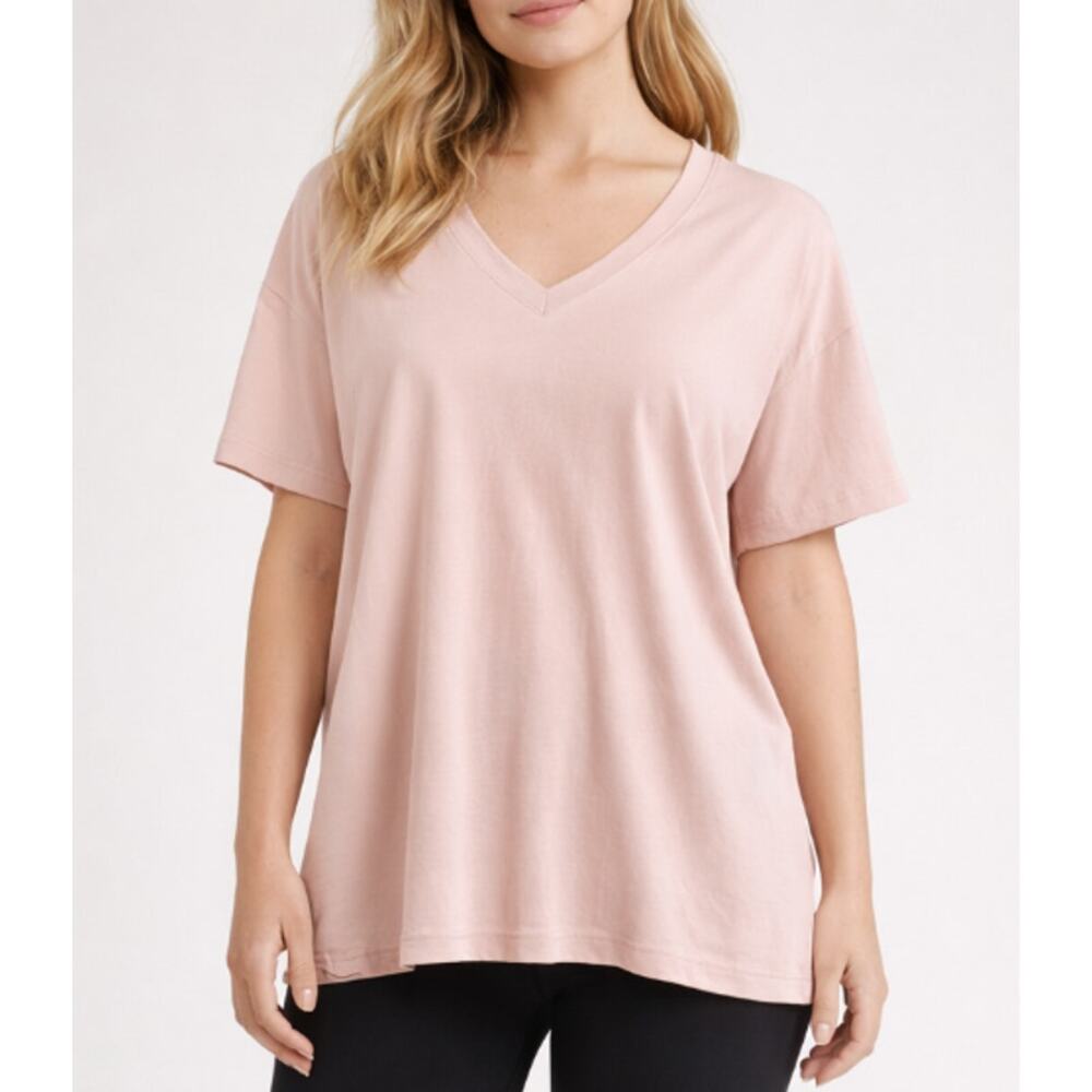 Lululemon Blush Pink V-Neck Short Sleeve Top Tie Back Relaxed Fit size 4